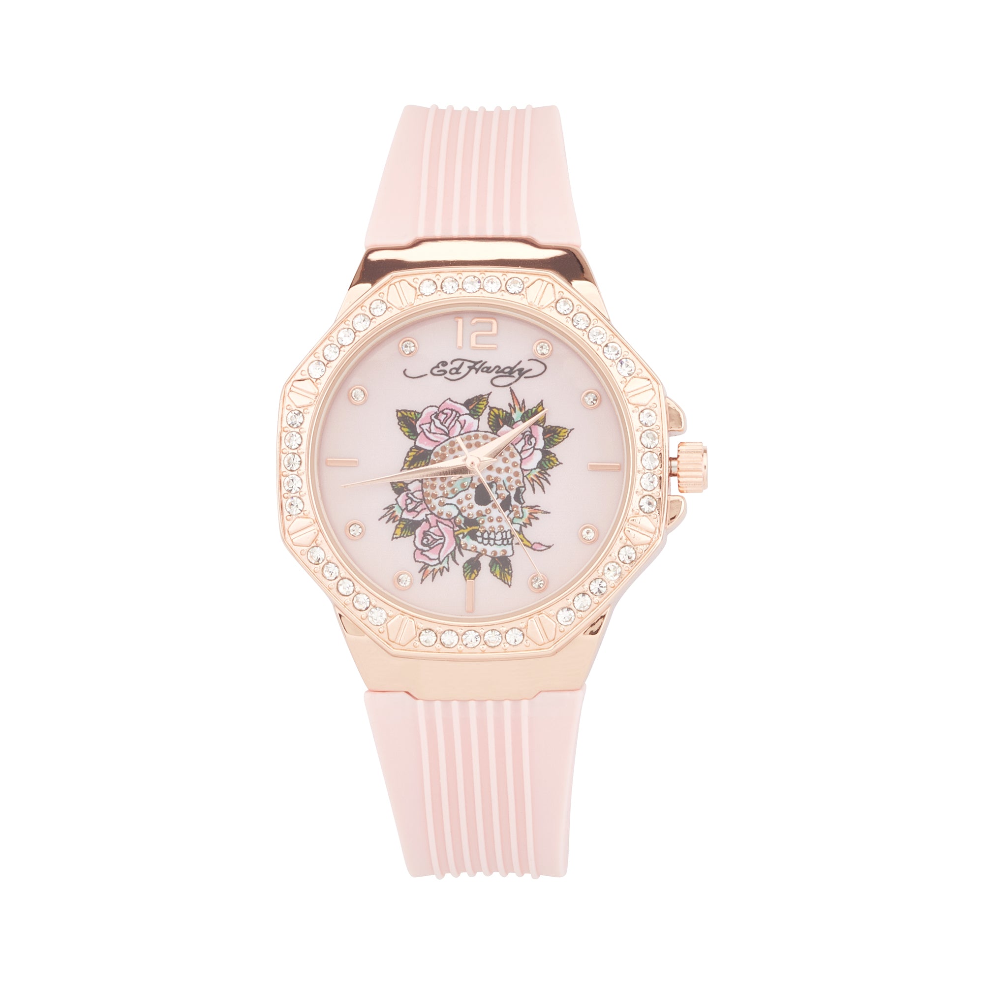 Ed Hardy Ladies Mop/Blush Plain Watch Analog