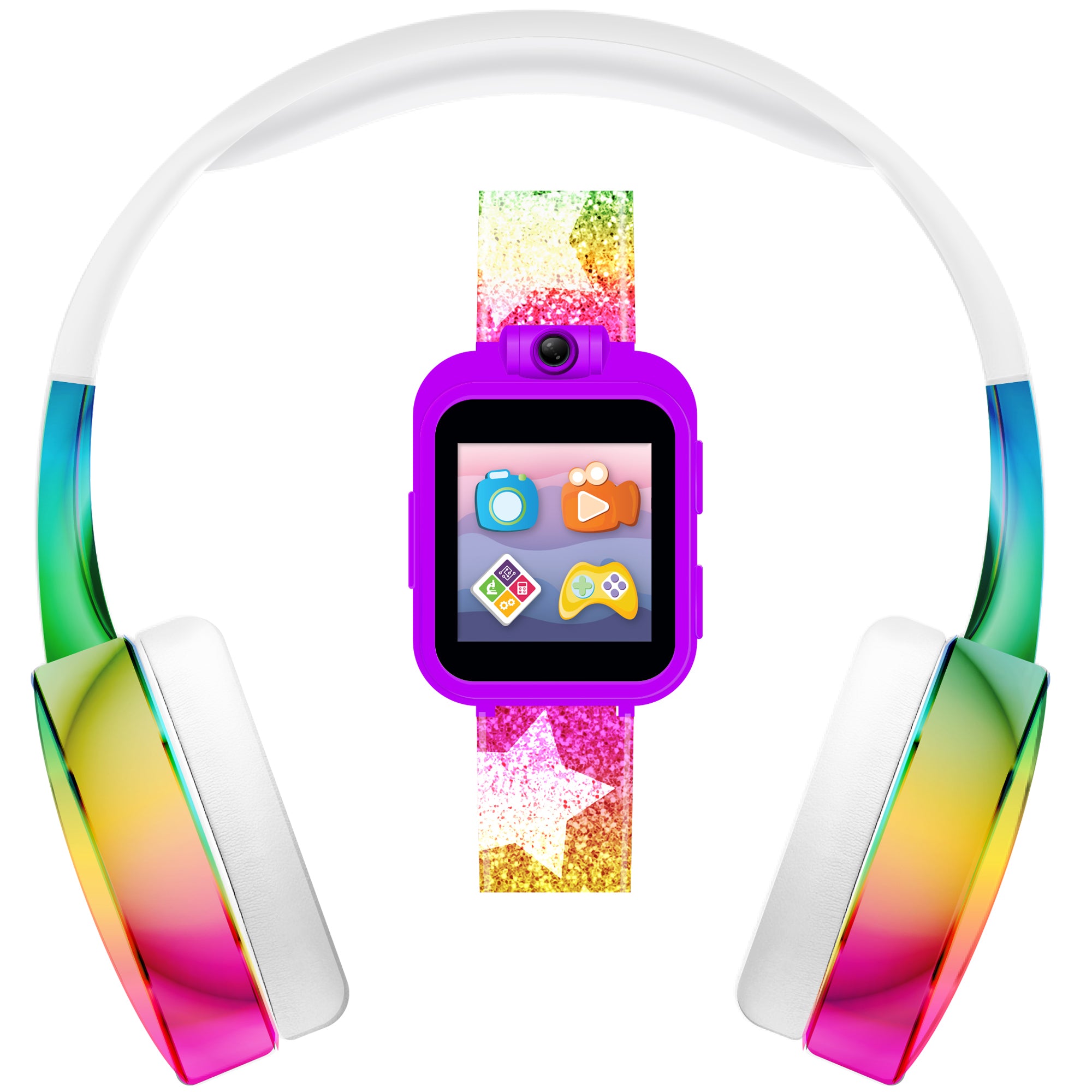 PlayZoom 2 Kids Smartwatch with Headphones: Rainbow Star Print affordable smart watch with headphones