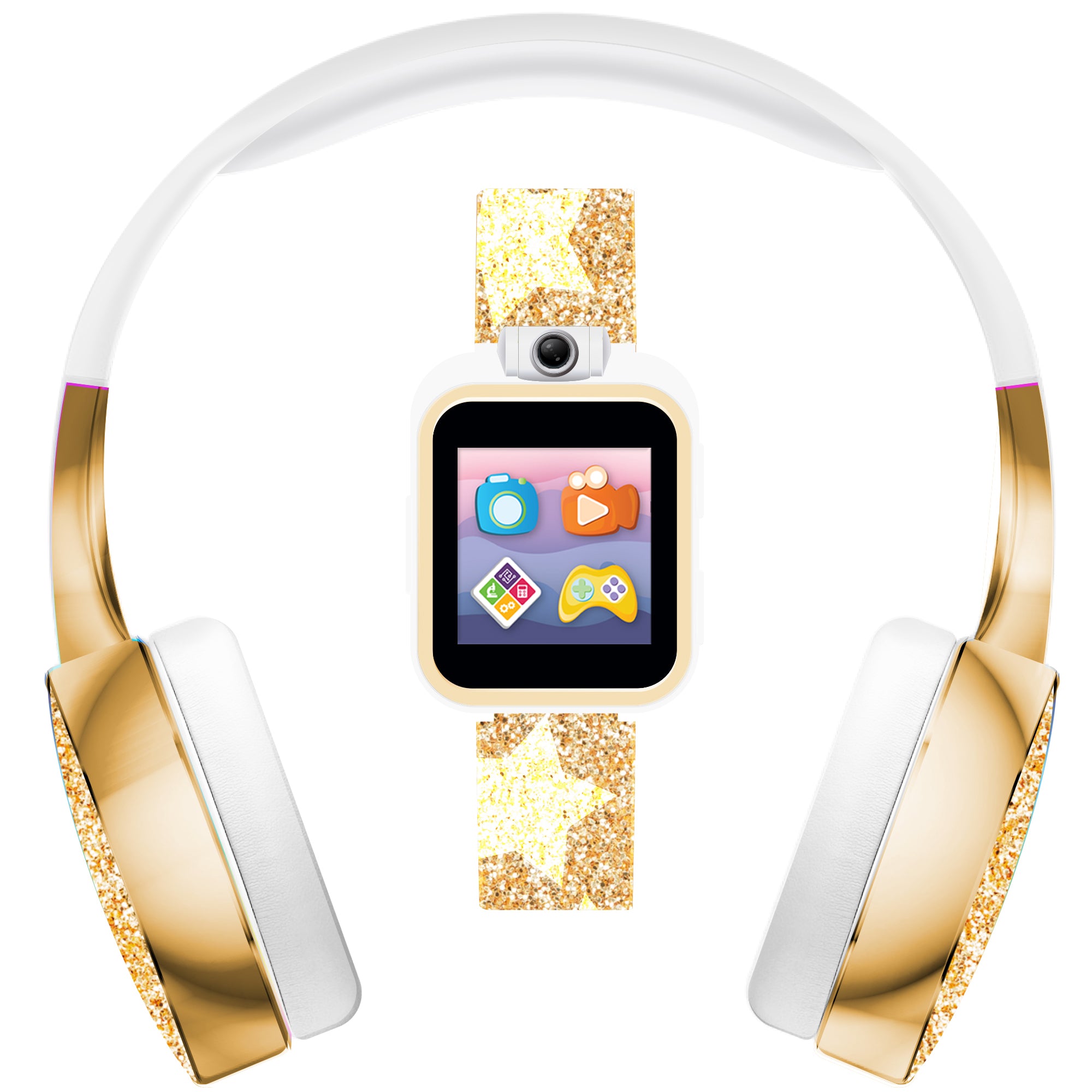 PlayZoom 2 Kids Smartwatch with Headphones: Gold Star Print affordable smart watch with headphones